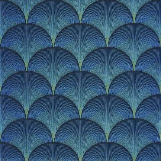 Closeup of a wallpaper showing its Art-Deco, Contemporary, Dramatic, Two-tone pattern, color, and subtle texture.