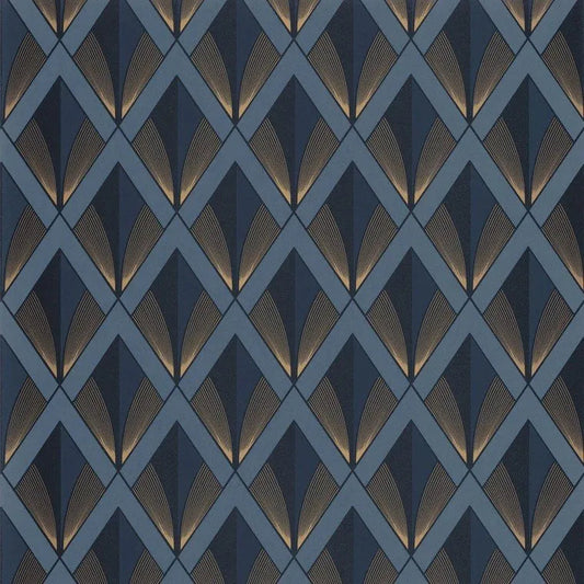 Closeup of a wallpaper showing its Art-Deco, Contemporary, Dramatic, Geometric, Two-tone pattern, color, and subtle texture.