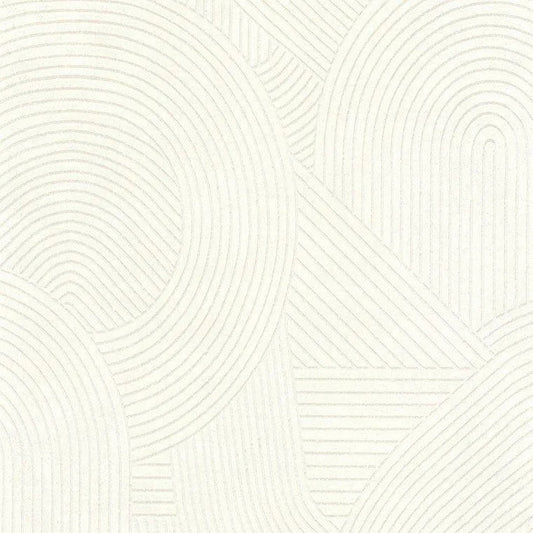 Closeup of a wallpaper showing its Art-Deco, Contemporary, Geometric, Monochrome, Neutrals, Unicolour pattern, color, and subtle texture.