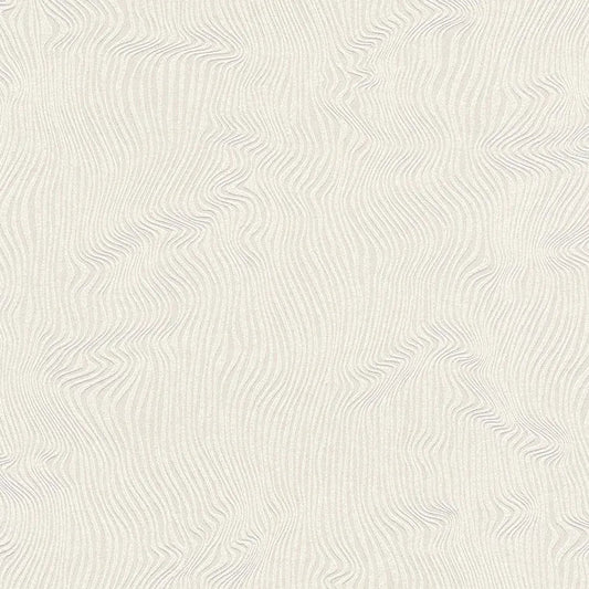 Closeup of a wallpaper showing its Beige, Contemporary, Cream, Neutrals, Plain, Waves pattern, color, and subtle texture.