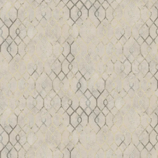 Closeup of a wallpaper showing its Beige, Contemporary, Geometric, Neutrals, Trellis, Two-tone pattern, color, and texture.