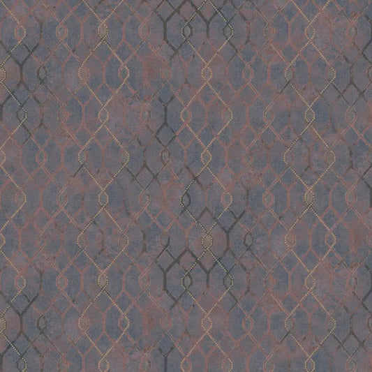 Closeup of a wallpaper showing its Brown, Contemporary, Geometric, Trellis, Two-tone pattern, color, and texture.