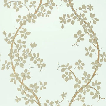 Closeup of a wallpaper showing its Damask, Floral, Two-tone pattern, color, and texture.