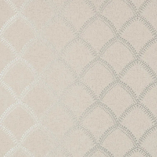 Closeup of a wallpaper showing its Art-Deco, Best-Seller, Contemporary, Neutrals, Two-tone pattern, color, and subtle texture.