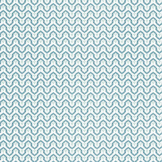 Closeup of a wallpaper showing its Art-Deco, Geometric, Two-tone pattern, color, and subtle texture.