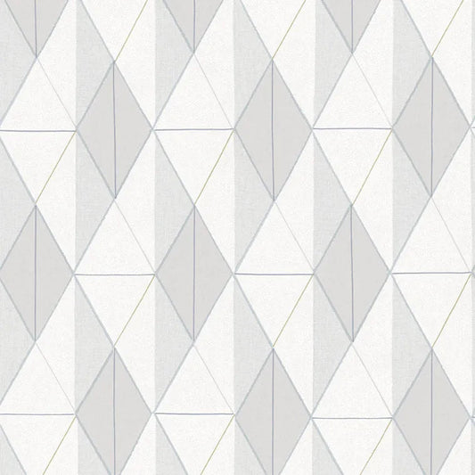 Closeup of a wallpaper showing its Contemporary, Geometric, Multicolour, Neutrals, Two-tone pattern, color, and subtle texture.