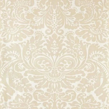 Closeup of a wallpaper showing its Damask, Neutrals, Two-tone pattern, color, and subtle texture.