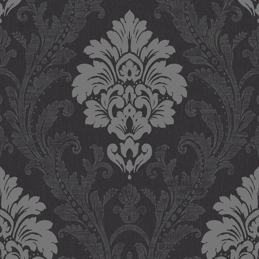 Closeup of a wallpaper showing its Damask, Monochrome, Textures pattern, color, and subtle texture.