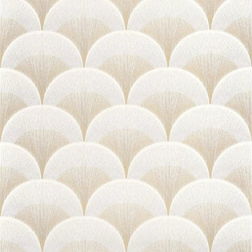 Closeup of a wallpaper showing its Art-Deco, Contemporary, Neutrals, Two-tone pattern, color, and subtle texture.