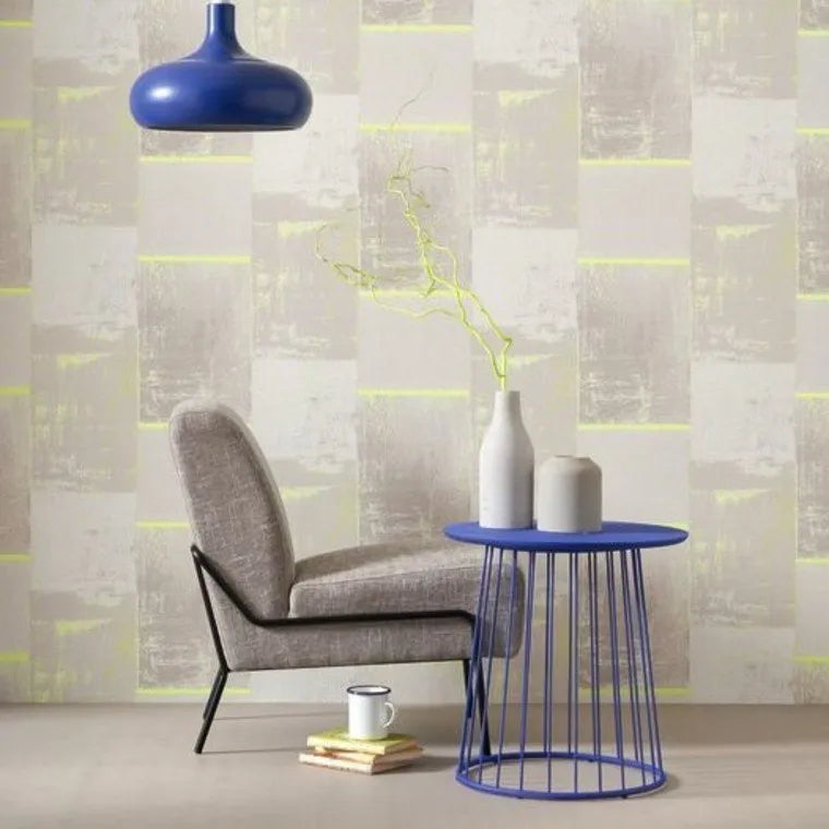Closeup of a wallpaper showing its Contemporary, Geometric, Neutrals, Two-tone pattern, color, and subtle texture.