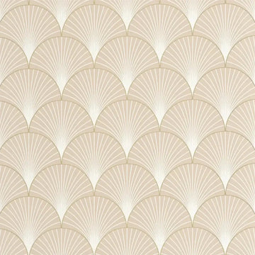 Closeup of a wallpaper showing its Art-Deco, Contemporary, Neutrals, Two-tone pattern, color, and subtle texture.