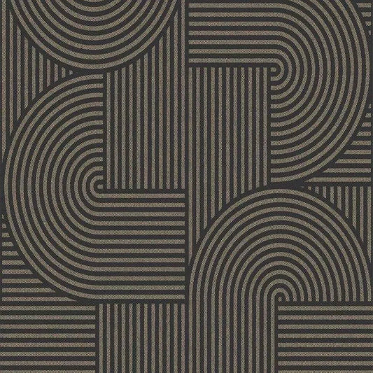 Closeup of a wallpaper showing its Art-Deco, Black, Contemporary, Monochrome pattern, color, and subtle texture.