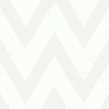 Closeup of a wallpaper showing its Chevron, Monochrome, Neutrals, Paperweave, Two-tone pattern, color, and subtle texture.