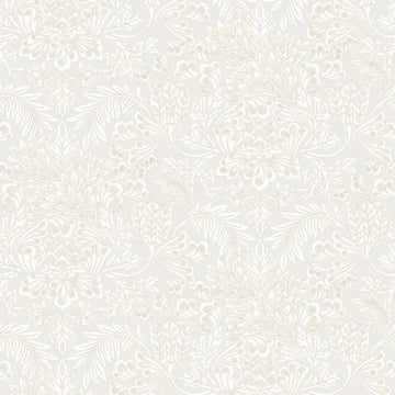 Closeup of a wallpaper showing its Floral, Neutrals, Two-tone pattern, color, and subtle texture.