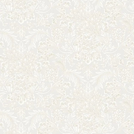 Closeup of a wallpaper showing its Floral, Neutrals, Two-tone pattern, color, and subtle texture.