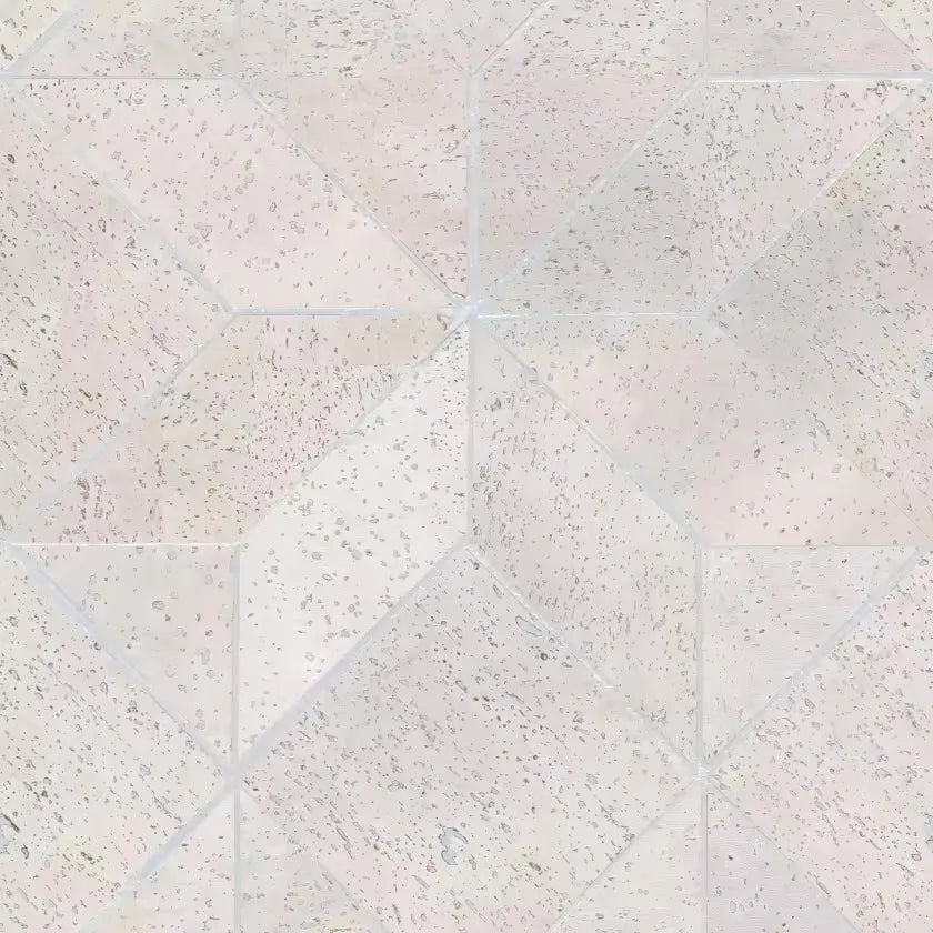 Closeup of a wallpaper showing its Cork, Geometric, Green pattern, color, and subtle texture.