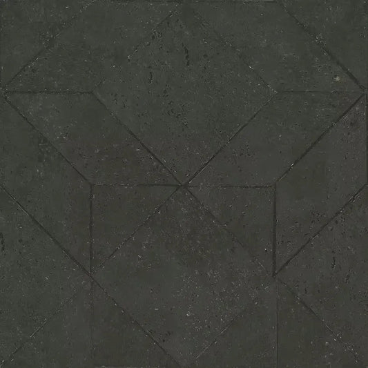 Closeup of a wallpaper showing its Black, Cork, Geometric, Monochrome pattern, color, and subtle texture.