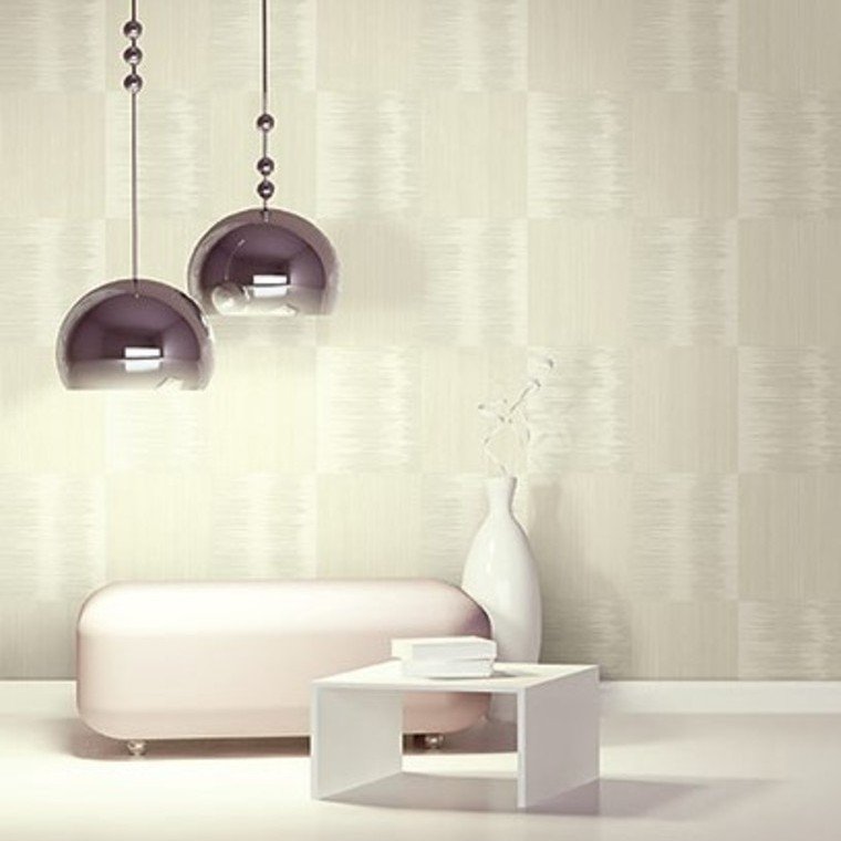 Wallpaper installed in a room showing its full pattern, color