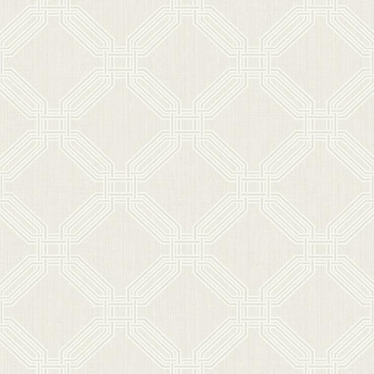 Closeup of a wallpaper showing its Art-Deco, Cream, Geometric, Neutrals, Unicolour pattern, color, and subtle texture.