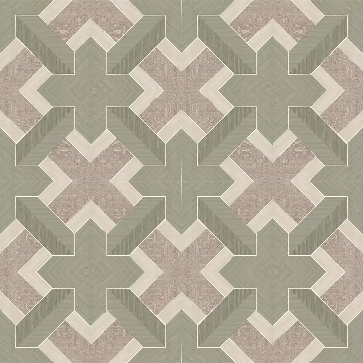 Wallpaper installed in a room showing its full pattern, color