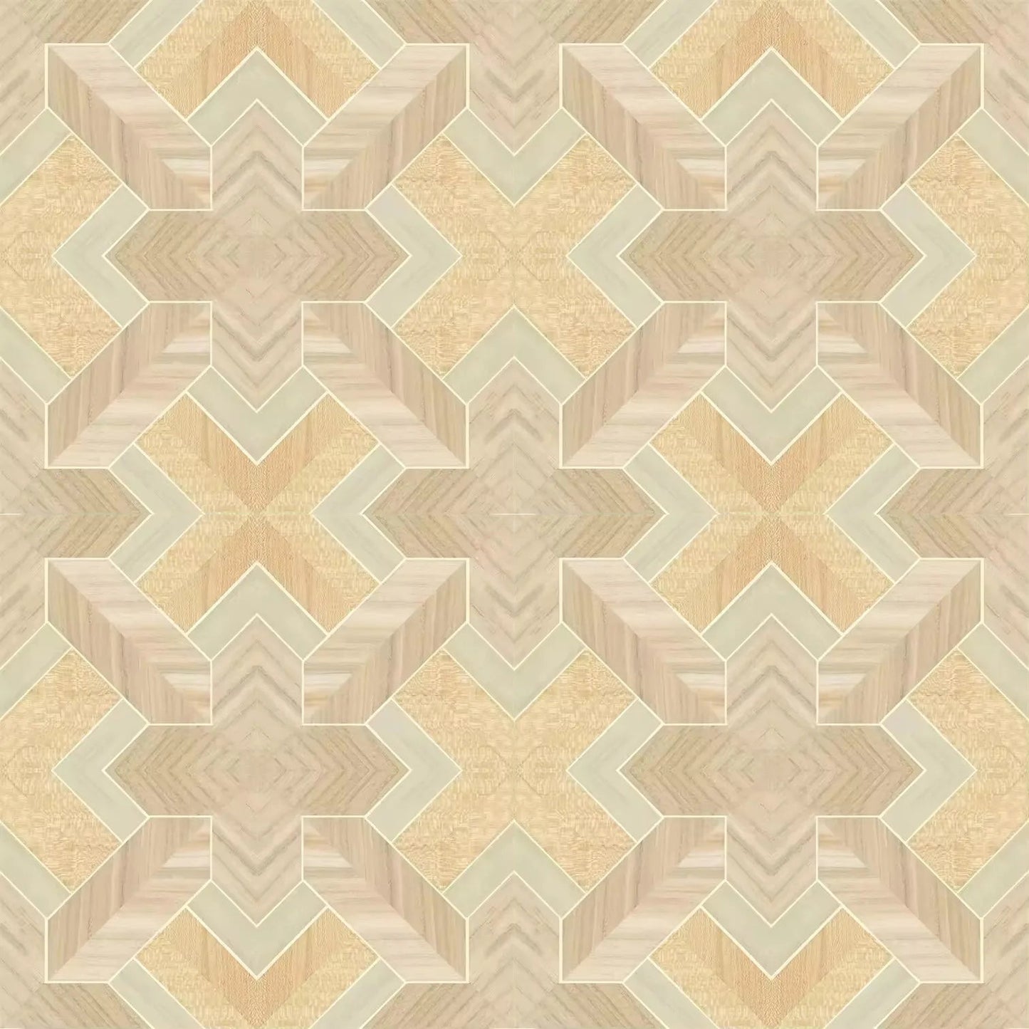 Wallpaper installed in a room showing its full pattern, color