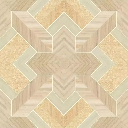 Closeup of a wallpaper showing its Geometric, Gold, Neutrals, Wood-veneer, Yellow pattern, color, and subtle texture.