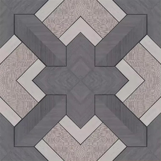 Closeup of a wallpaper showing its Black, Geometric, Taupe, Wood-veneer pattern, color, and subtle texture.