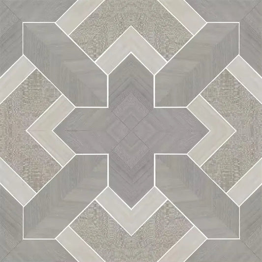 Closeup of a wallpaper showing its Geometric, Monochrome, Wood-veneer pattern, color, and subtle texture.