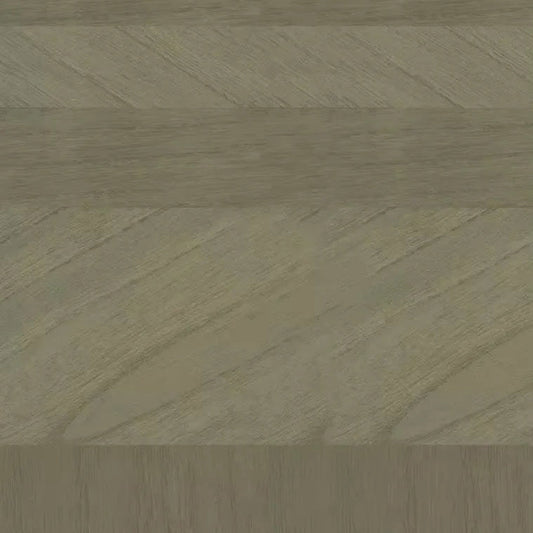 Closeup of a wallpaper showing its Brown, Geometric, Green, Wood-veneer pattern, color, and subtle texture.