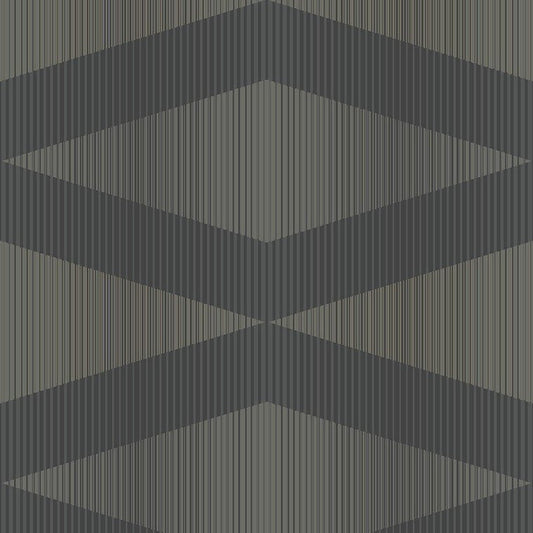 Closeup of a wallpaper showing its Black, Contemporary, Geometric, Monochrome pattern, color, and subtle texture.