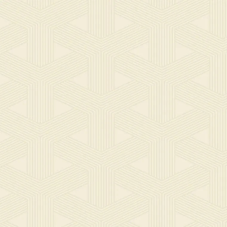 Closeup of a wallpaper showing its Contemporary, Cream, Geometric, Neutrals pattern, color, and subtle texture.