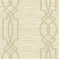 Closeup of a wallpaper showing its Cream, Geometric, Neutrals, Textile, Trellis pattern, color, and subtle texture.