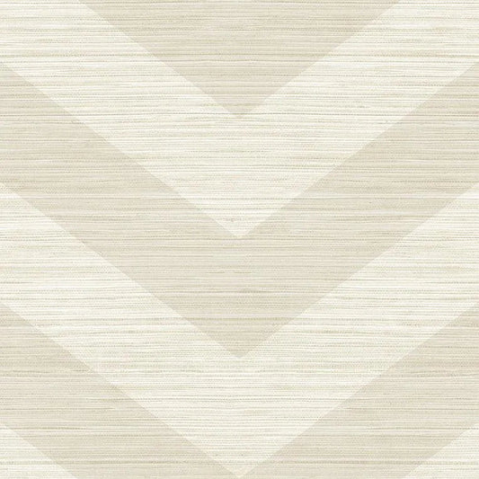 Closeup of a wallpaper showing its Chevron, Cream, Neutrals, Vinyl pattern, color, and subtle texture.