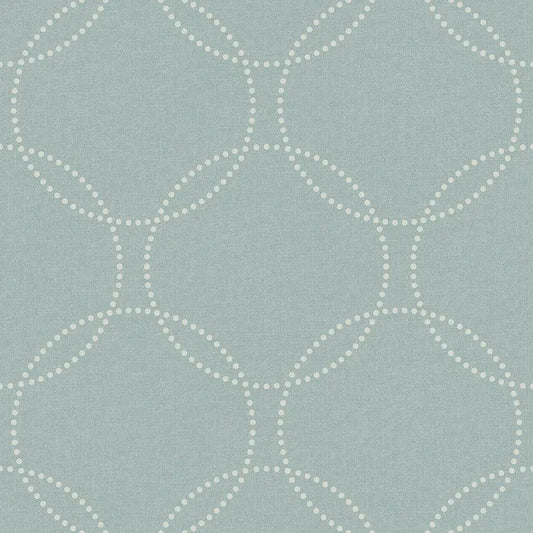 Closeup of a wallpaper showing its Blue, Circles, Contemporary, Geometric pattern, color, and subtle texture.