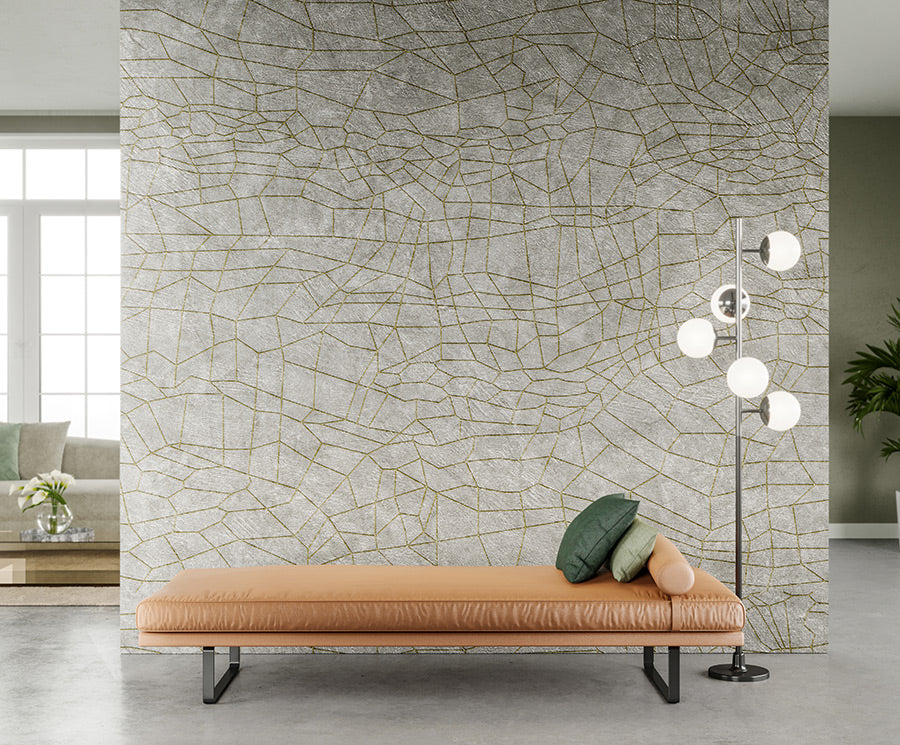 Textured green patterned wallpaper