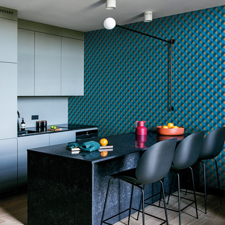 Gray geometric pattern textured wallpaper