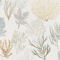 Closeup of a wallpaper showing its Contemporary, Floral, Multicolour, Neutrals pattern, color, and subtle texture.