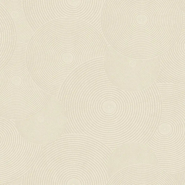Closeup of a wallpaper showing its Circles, Neutrals, Unicolour pattern, color, and subtle texture.