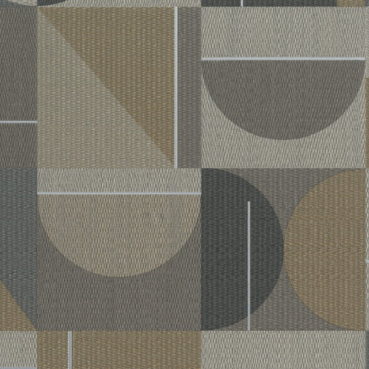 Geometric pattern with shapes in brown, gray, and beige on a textured background
