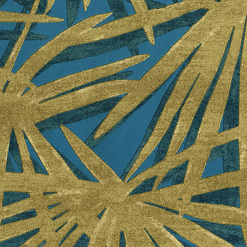 Gold geometric pattern on a blue background