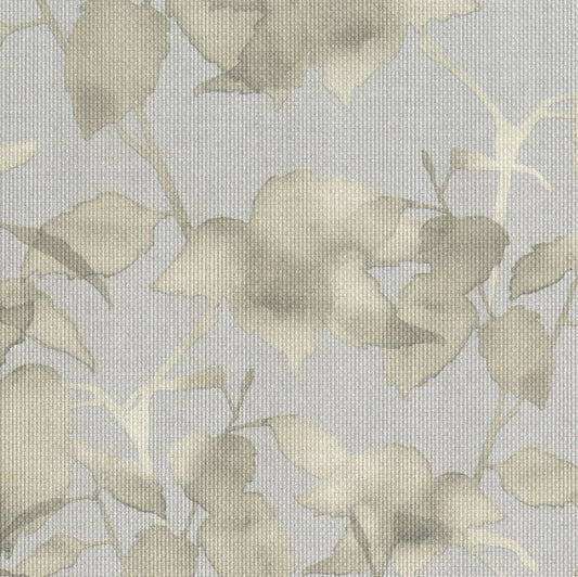Textured fabric with a leaf pattern on a light gray background