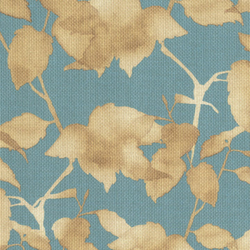 Pattern of beige leaves on a blue background