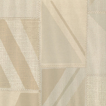 Textured fabric with geometric pattern in beige and brown tones