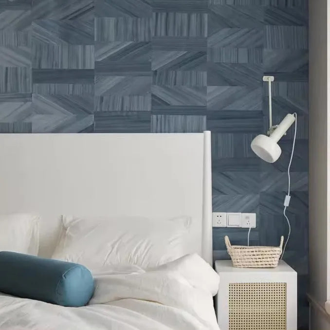 Wallpaper installed in a room showing its full pattern, color