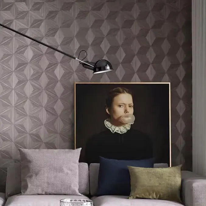 Wallpaper installed in a room showing its full pattern, color