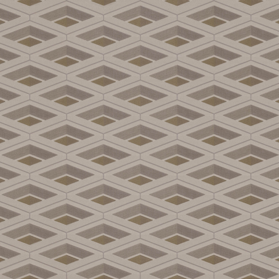 Geometric pattern wallpaper with diamond shapes in brown and beige tones.