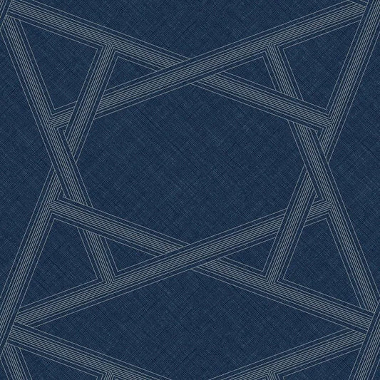 Closeup of a wallpaper showing its Blue, Contemporary, Geometric pattern, color, and subtle texture.