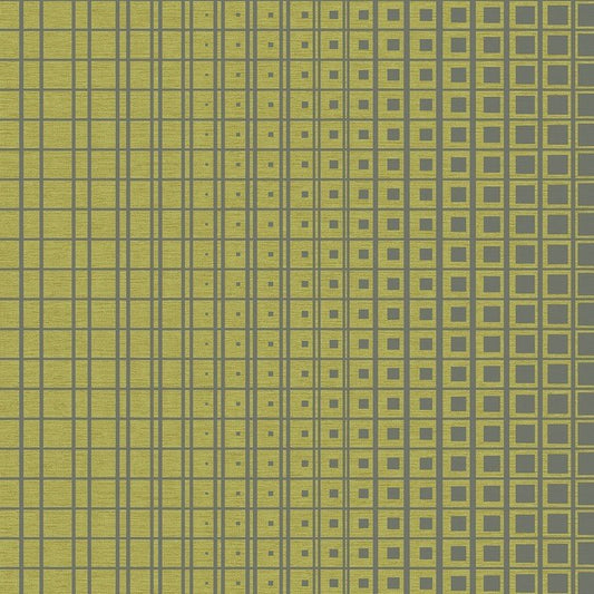 Closeup of a wallpaper showing its Contemporary, Geometric, Green, Two-tone pattern, color, and subtle texture.