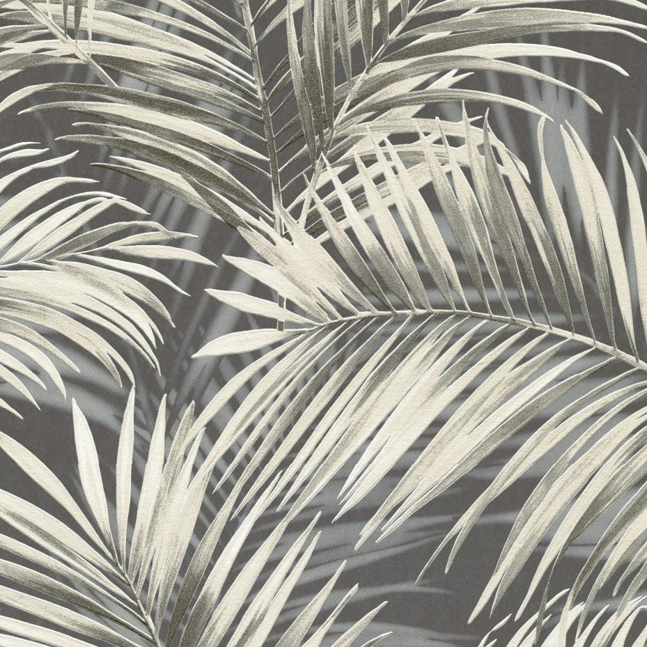 Erismann Cameo 10531-15 black palm leaf wallpaper sample