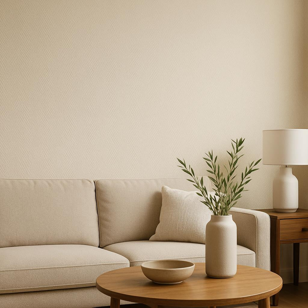 Living Room featuring Erismann Cameo 10536-14 as feature wall in a Modern, Contemporary, Minimal, Calm interior.